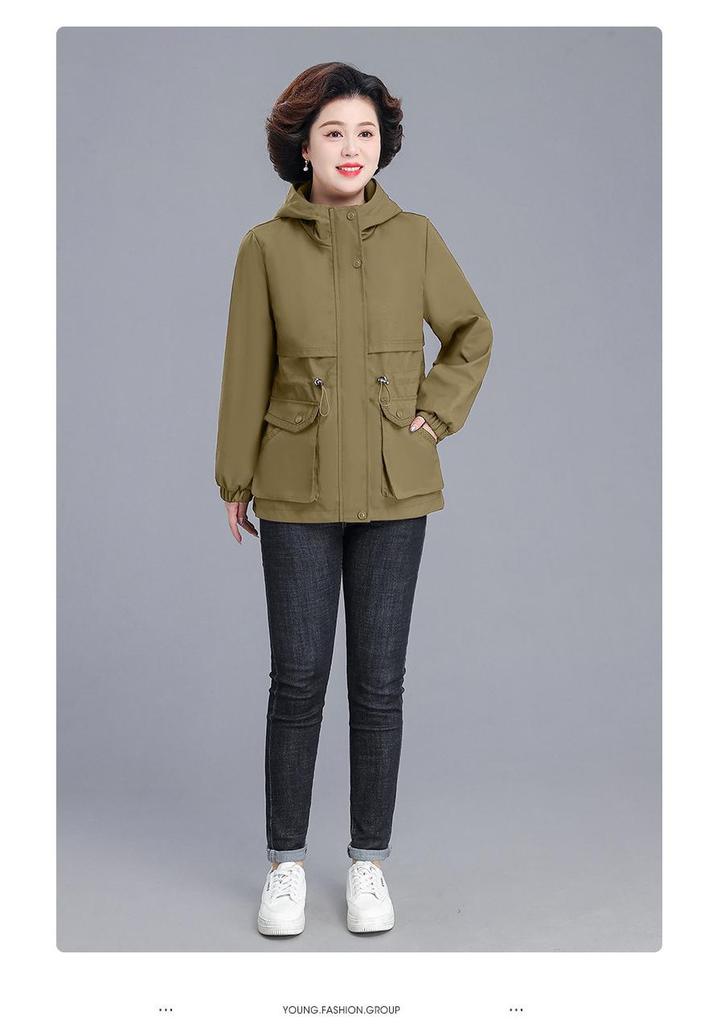 Noble Lady Spring-Autumn Hooded Jacket for Middle-Aged and Elderly Women - 2026 New Style