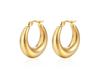 E135 French Metal Hollow Crescent Earrings - 18K Gold Titanium Steel, Fashionable Retro Style