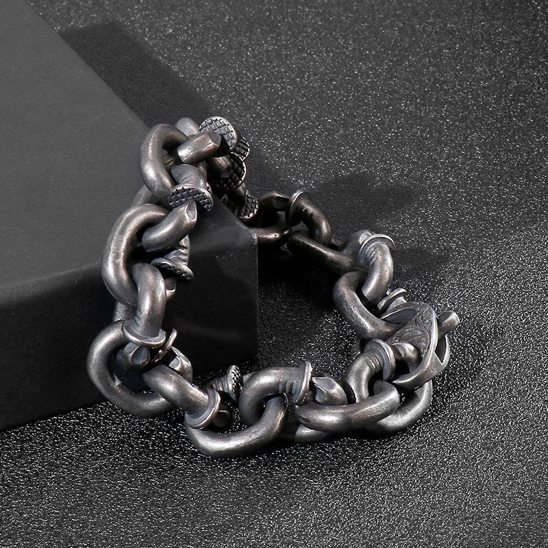2026 European and American Retro Old Casting Titanium Steel Jewelry, Men's Nail Bracelet