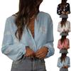 Women's Fashion Cardigan With Puff Sleeves, Ruffled Collar And Embroidered Casual Shirt Top