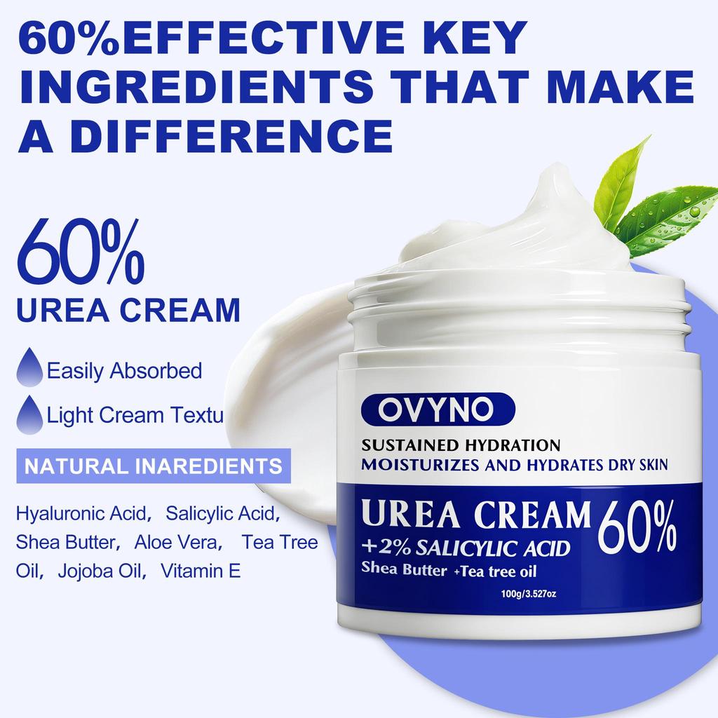 Cremă cu Uree 60%, 100G, Pentru Picioare și Mâini Aspre, Bogată în Ulei de Jojoba, Ulei de Arbore de Ceai, Ajută la Calmare și Alinarea Pielii, Iritație Scăzută, Hidratare Ridicată,