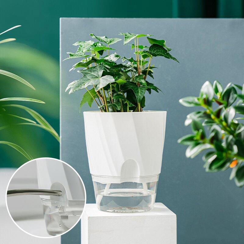 Lazy Self Watering Planter Pots Double Layer Hydroponic Flower Pot Succulent Potted Planters Bonsai Pot Home Office Garden Decor