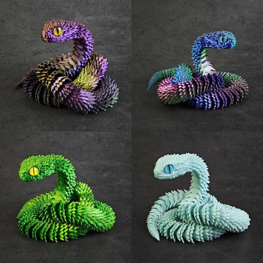 Stunning 3d Printed Snake Figurine With Articulated Joints And Lifelike Eyes For Unique Decor