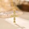Cross Zircon Pendant Necklace for Women, 18k Gold Plated Clavicle Chain Necklace Religion Jewelry