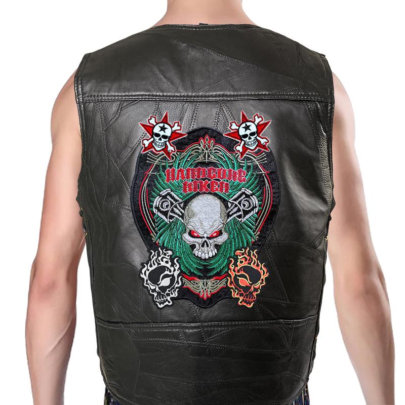 Weste Street Punk Weste Jacke ärmellose Harley Motorrad Abzeichen bestickte Weste