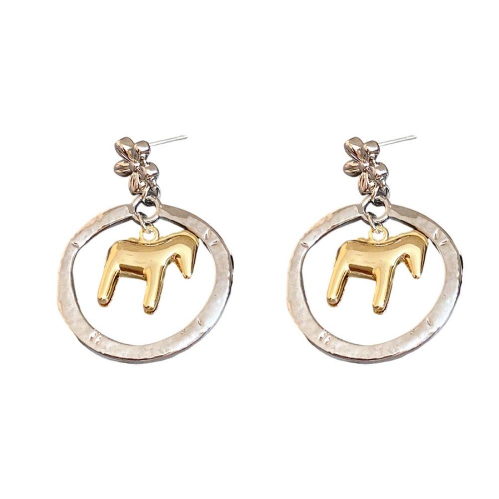 Hollow Rocking Pony Chinese Style Pony Earrings Fashion Jewelry Red Drop Earrings  Wedding