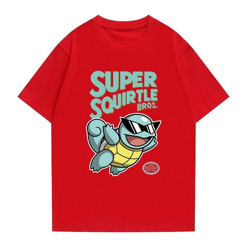 Sommer Anime Muster Reine Baumwolle Kurzarm T-Shirt Pok É Mon Jenny Schildkröte Trend Locker Passend Paar Student Druck Oberteil
