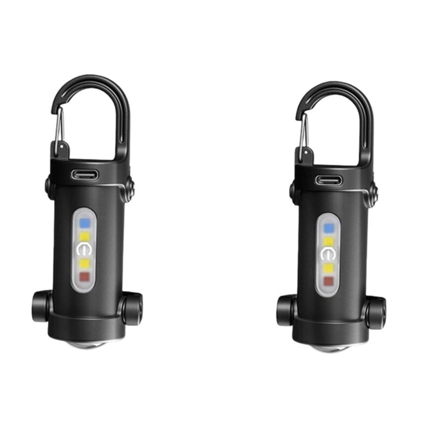 1-5PCS Mini COB Ultra Bright Rechargeable LED Flashlight Keychain Portable Waterproof Camping Pocket Lamp Keyring Hanging Light