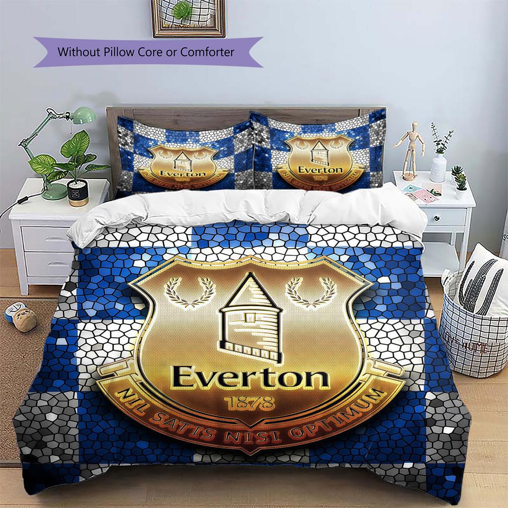 Everton F.C Pattern Bedding,Quilt Set Quilt Cover Pillowcase Home Birthday Gift(1 * duvet cover + 2 * pillowcase, without core)