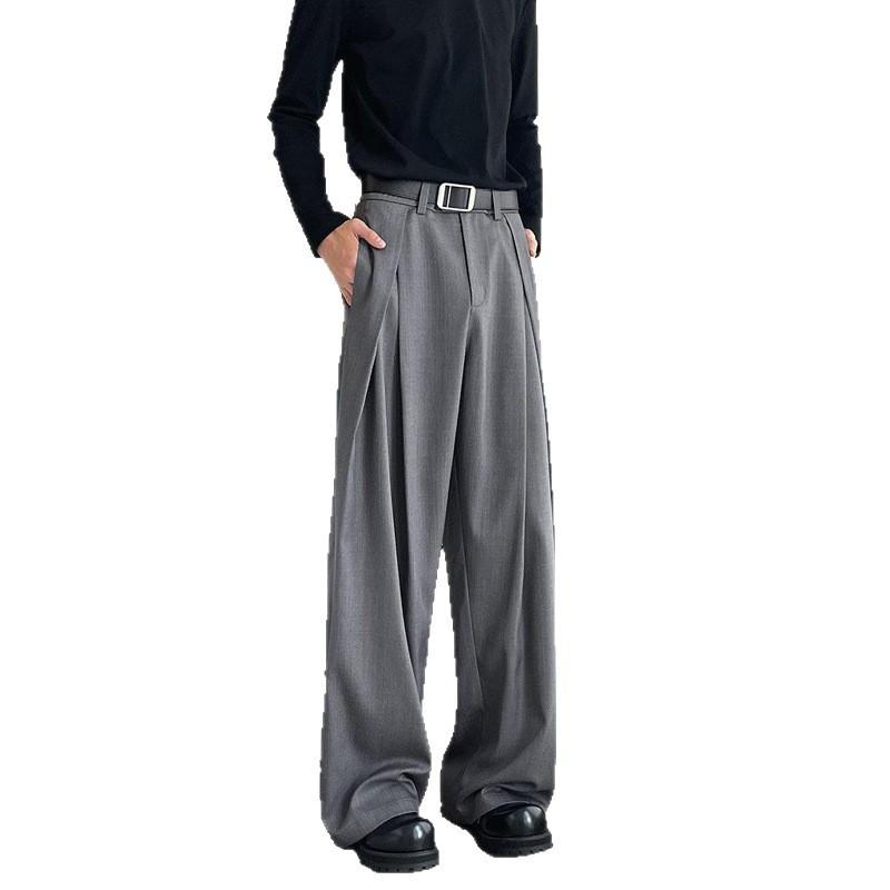 Three-dimensional Pleated Wide-leg Pants A-shaped Silhouette Casual Pants Men's Spring and Autumn New Design Sense Loose Drape Floor Pants