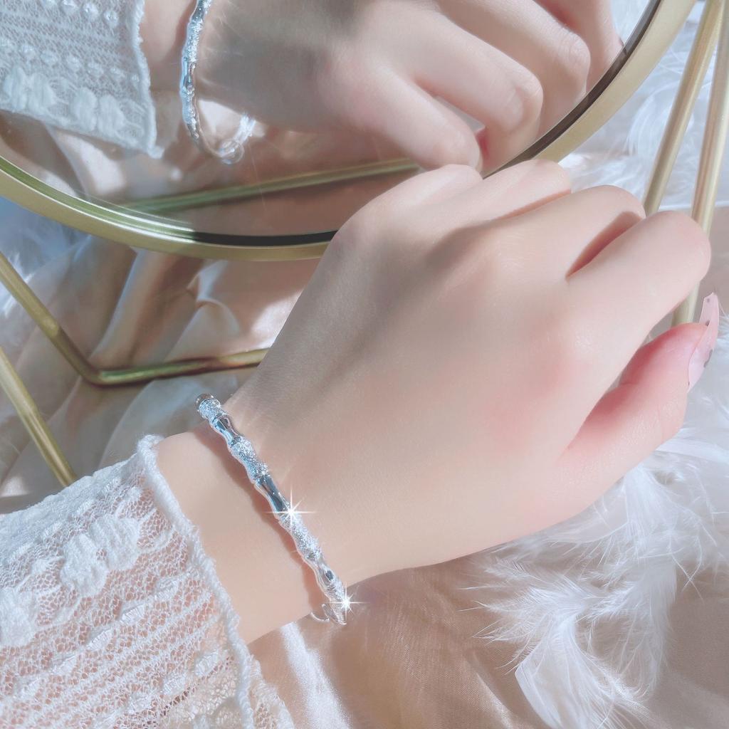 Bamboo Joint Push Pull Bracelet with Bone Carving, Step by Step Rising Design, Best Friend Jewelry for Women
