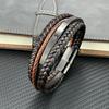 Fashion Charm Brown Men Bracelet Multilayer Leather Bracelet Punk Jewelry Stainless Steel Magnetic Clasp Bangles Boho Bracelet