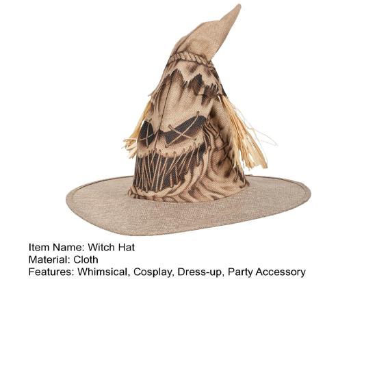 Halloween Scarecrow Hat Straw Witch Hat Halloween Party Cosplay Costume for Men Women Dress Up Accessory