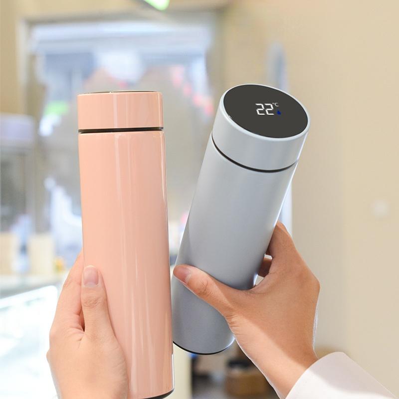 Large Capacity Intelligence Thermos Cup 500ml Vacuum Flasks Portable Stainless Steel Thermos Cup Water Bottle Travel Tea Mug Office Thermos Cup