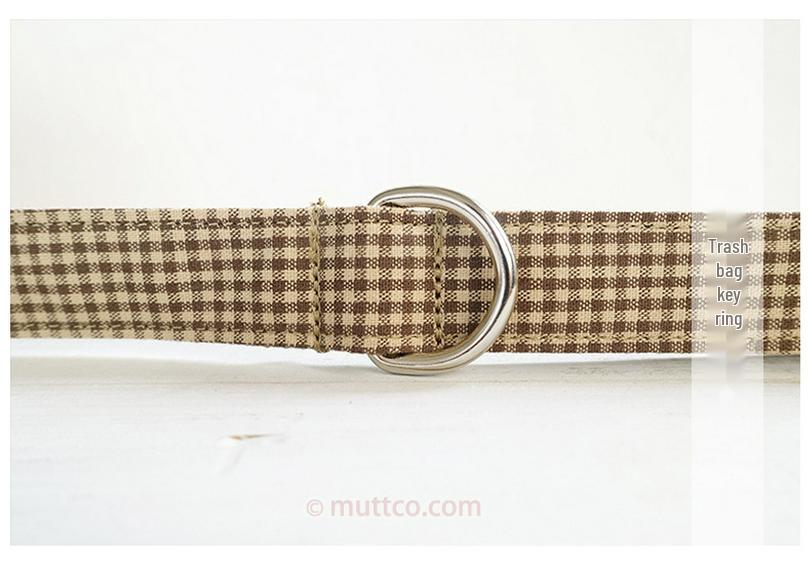 Innovative Coffee Plaid Dog Leash & Collar Set UDL-072
