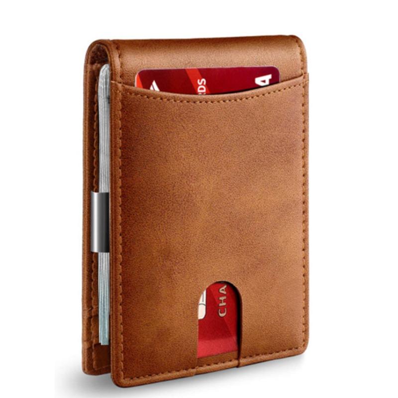 Portafoglio intelligente sottile da uomo in vera pelle RFID 2023 con clip per carta di credito per soldi Mini titolare della carta portafoglio sottile da uomo con blocco