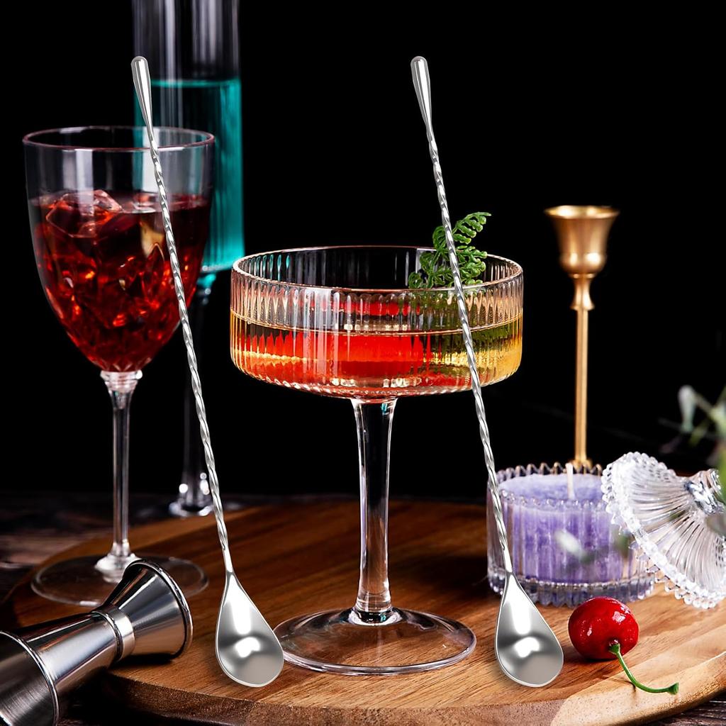2 Pack Bar Spoon, Cocktail Stirrers, Long Spoons for Stirring, 12 Inch Professional Spiral Stir Spoon for Bartenders, Home Bar Mixing Cocktail Making