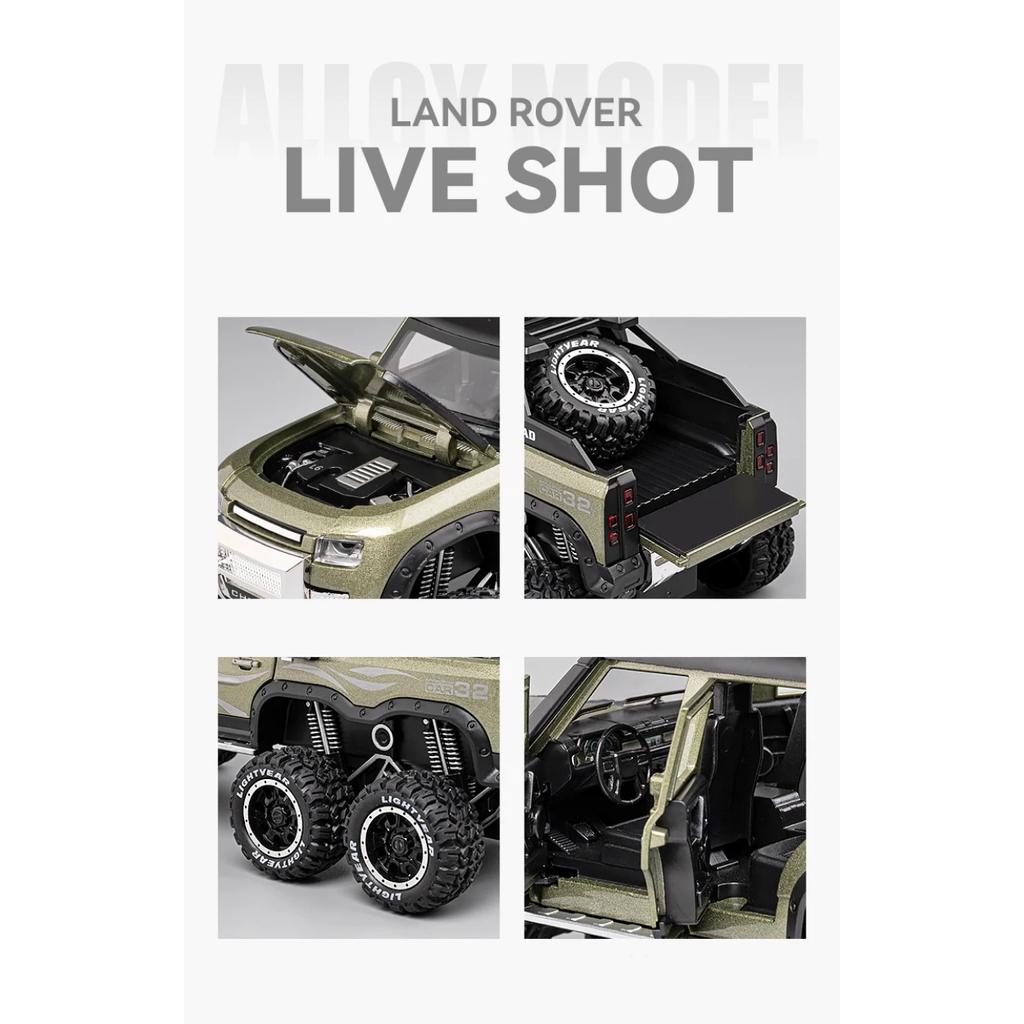 1/24 Land Range Rover Defender Alloy Pickup Car Model Diecasts Metal Off-road Vehicles Car Model Sound Light Childrens Toys Gift