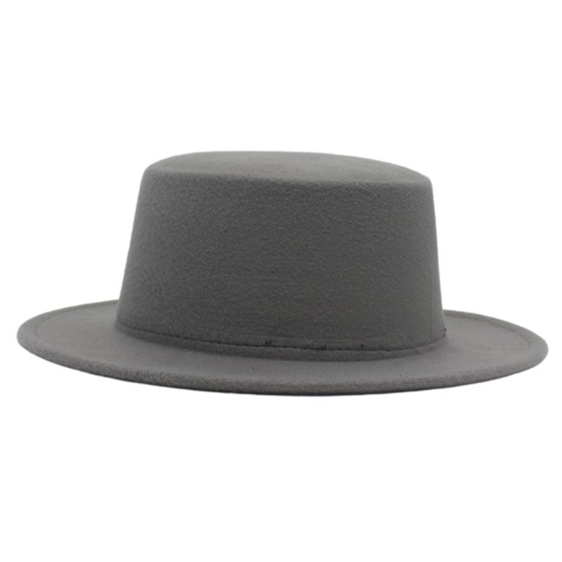 French Top Hat, Flat Top, Small Brim, Wool Solid Color Gentleman And Lady Versatile Felt Hat