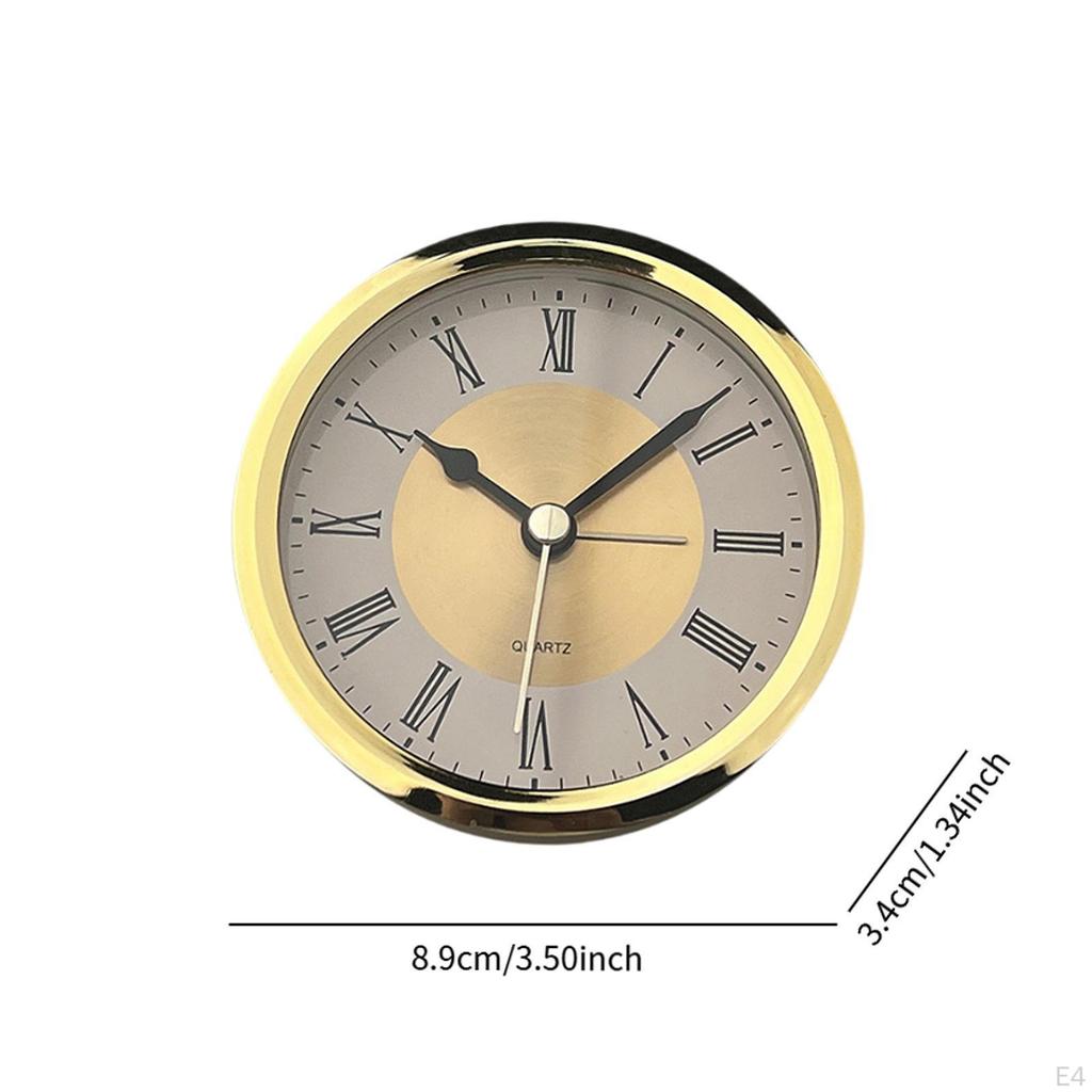 Round Clock Insert Clocks Head Mini Modern with Roman Numerals 3.5inch for Living Room