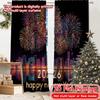 2D Flat Printing  2pcs NewYearCelebration Contemporary Modern Curtains Versatile Polyester Fabric Curtains Outdoor