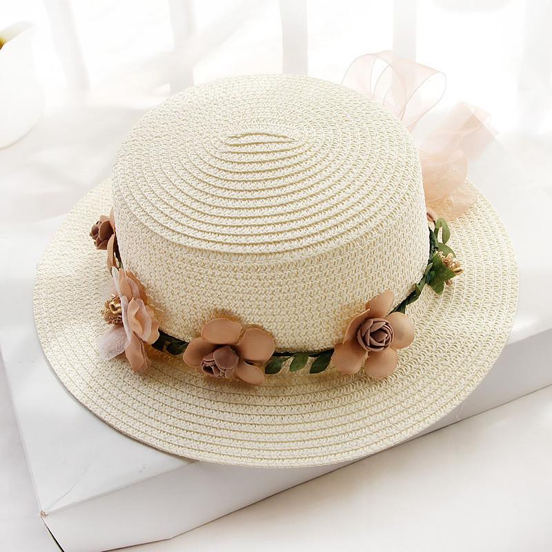 Summer Flower Hat With Wide Brim And Sunshade For Outdoor Beach Vacation
