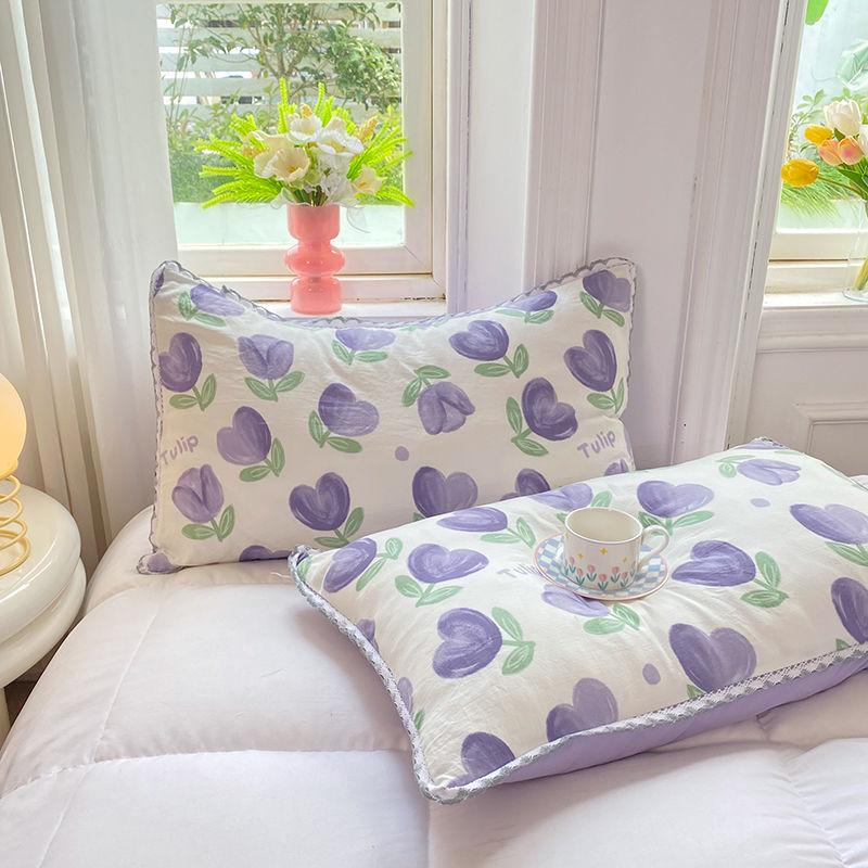 Floral Pillow Case Bathroom Household Washable Removable 48x74cm Pillowcase Breathable Four Season Pillows Cover Skin-friendly