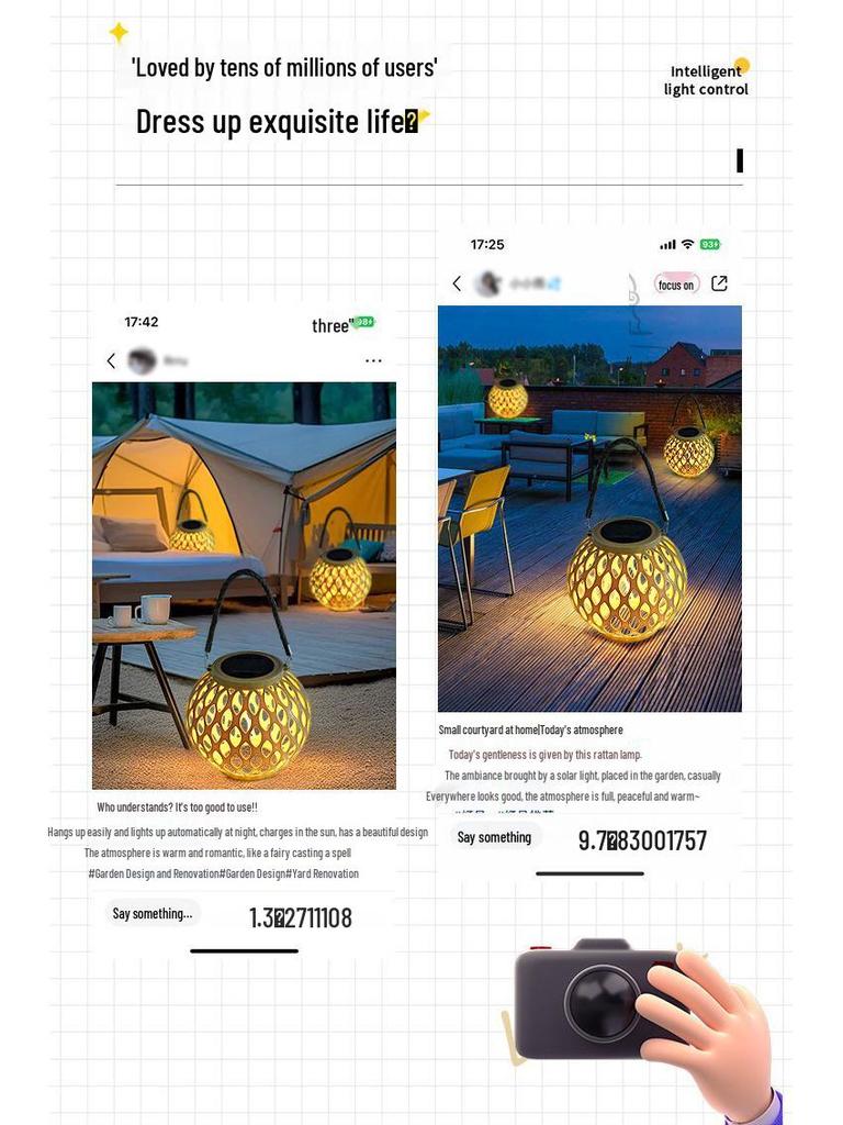 Outdoor Rainproof Solar Hanging Zen Lantern: Atmospheric Pendant Light for Trees and Courtyards