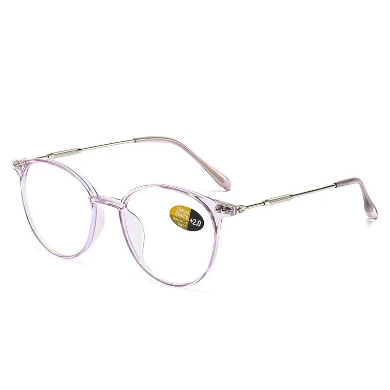 Round Anti Blue Light Reading Glasses Presbyopic Eyeglasses Computer Prescription Eyewear with Degree +1.0~+4.0 Oculos De Grau