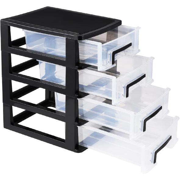 

DOITOOL Пластиковый органайзер для хранения с 4 ярусами и ящиками для макияжа, туалетного столика, лака для ногтей, канцелярских товаров, художественных принадлежностей, кухни, ванной комнаты, офиса