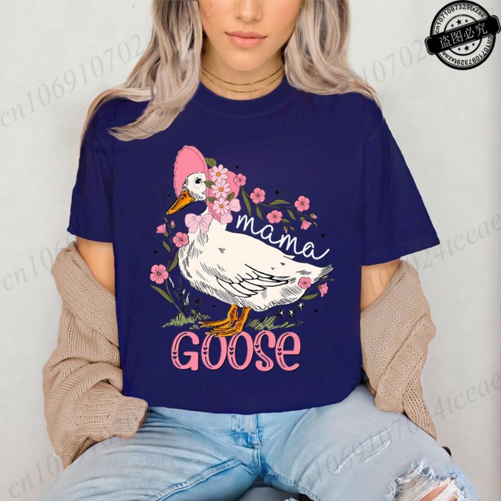 Mama Goose Cute T-Shirts for Women,Grateful for Being Mom Tee Tops,Strong and Bless Mom Women's Shirt Clothes,Gift for Mother