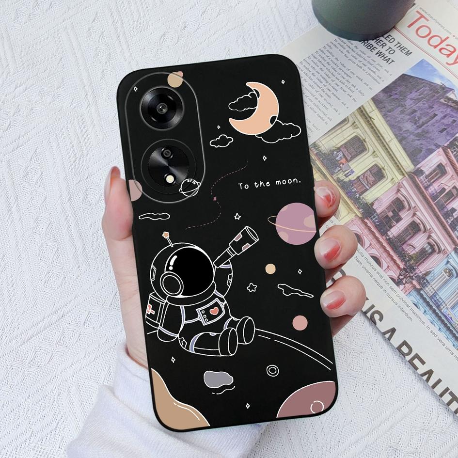Dla Oppo A11 A1K A7 A15 A35 A52 A55 A1 Etui na telefon Tylna okładka Wzór uroczego kreskówkowego astronauty Miękki płynny silikon Odporny na upadki Pokrowiec dla Oppo Bumper Capa