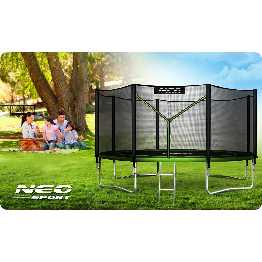 Trampolina Ogrodowa 13Ft/404Cm Z Siatką Zewnętrzną I Drabinką Neo-Sport