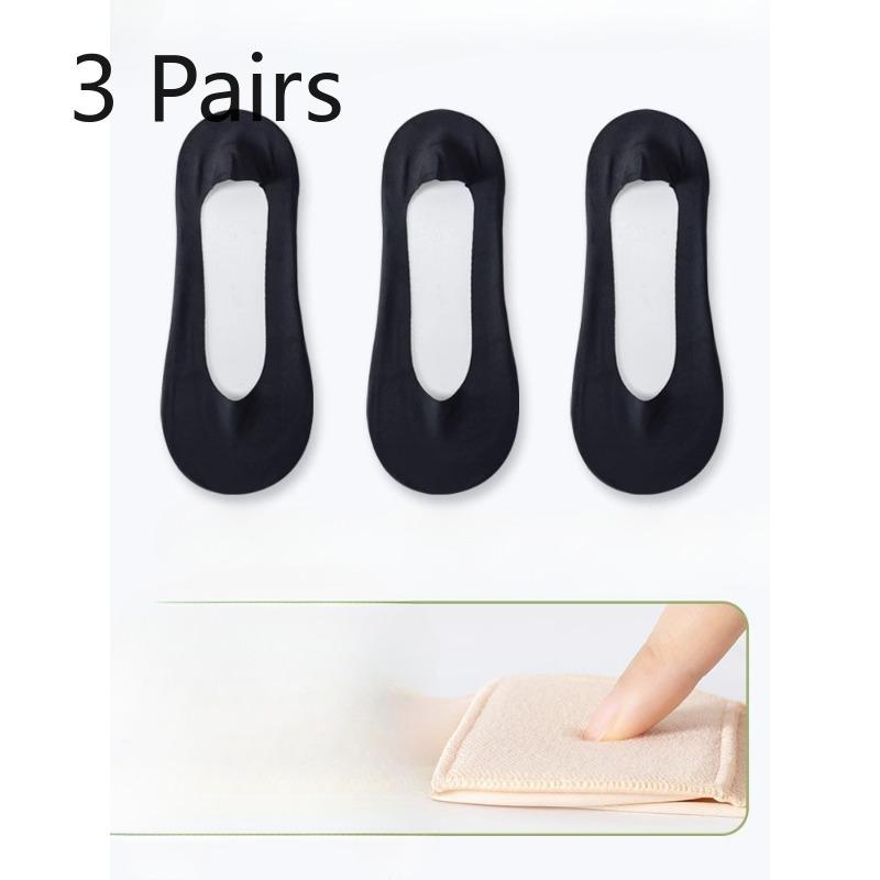 3 Pairs of Female Summer Thin Cotton Non Drop with Anti Skating Silk Shallow Mouth Invisible Deodorant Sweat Socks