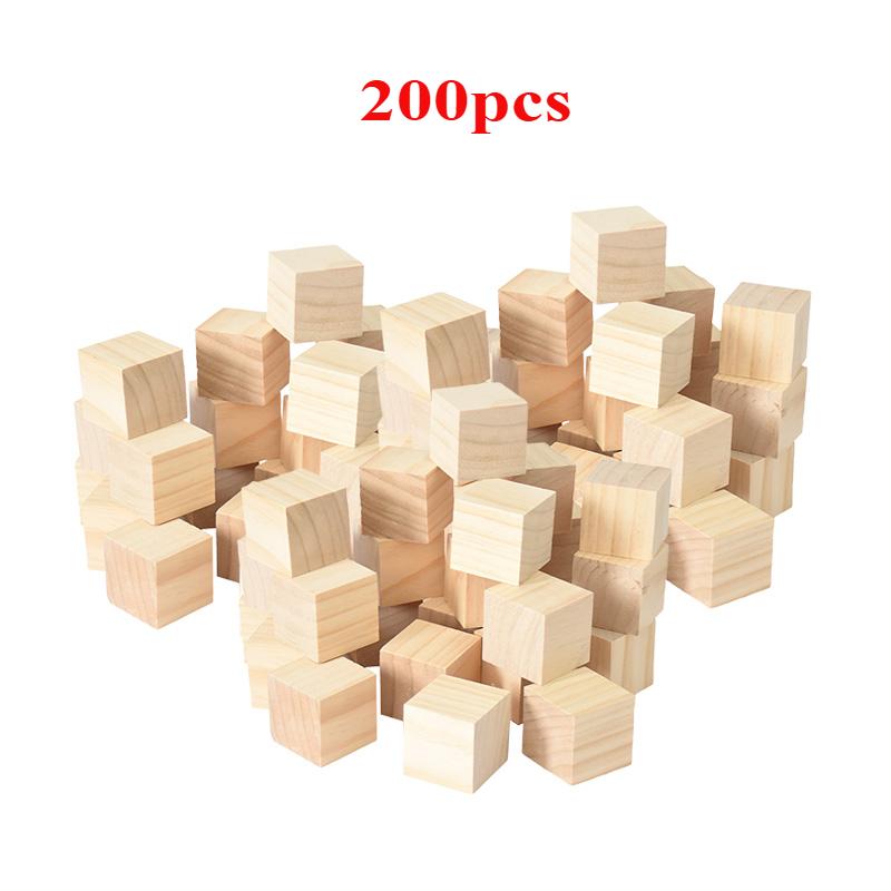 50/100PCS Unfinished Blank Mini DIY Wooden Square Blocks 1cm Wood Solid Cubes for Woodwork Craft Kids Puzzle Making Material
