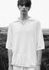 UMARMUNG Cotton Boucle Open Collar Pullover_Ivory