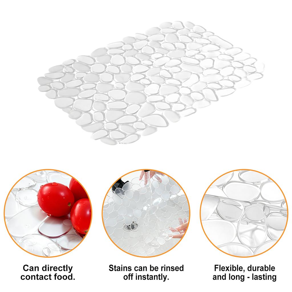 2PCS Silicone Sink Ergonomic Kitchen Drain Mat Airflows Designs Space Saving Rollable Sink Pad for Dish Drying