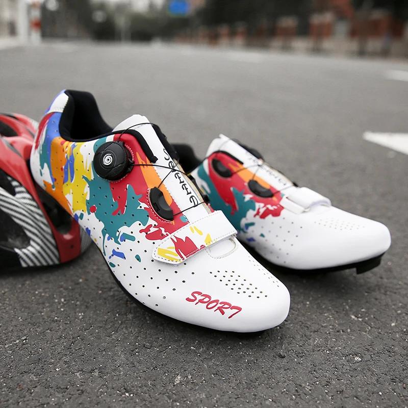 Men's Cycling Shoes Road Bike Shoes Self-locking Cleats Speed Cycling Sneakers Outdoor Racing Route Athletic Bicycle Footwear