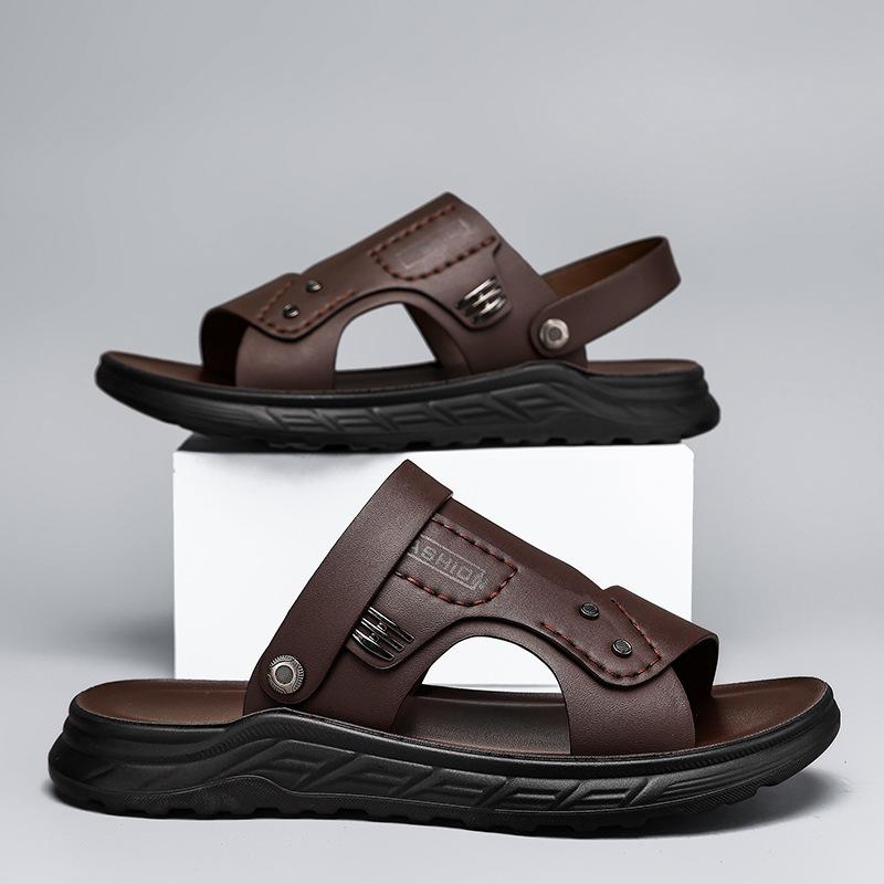 

Sandals men s 2025 new summer sports leisure light driving two wear stepping on shit feeling men s beach wading sandals 44 коричневый