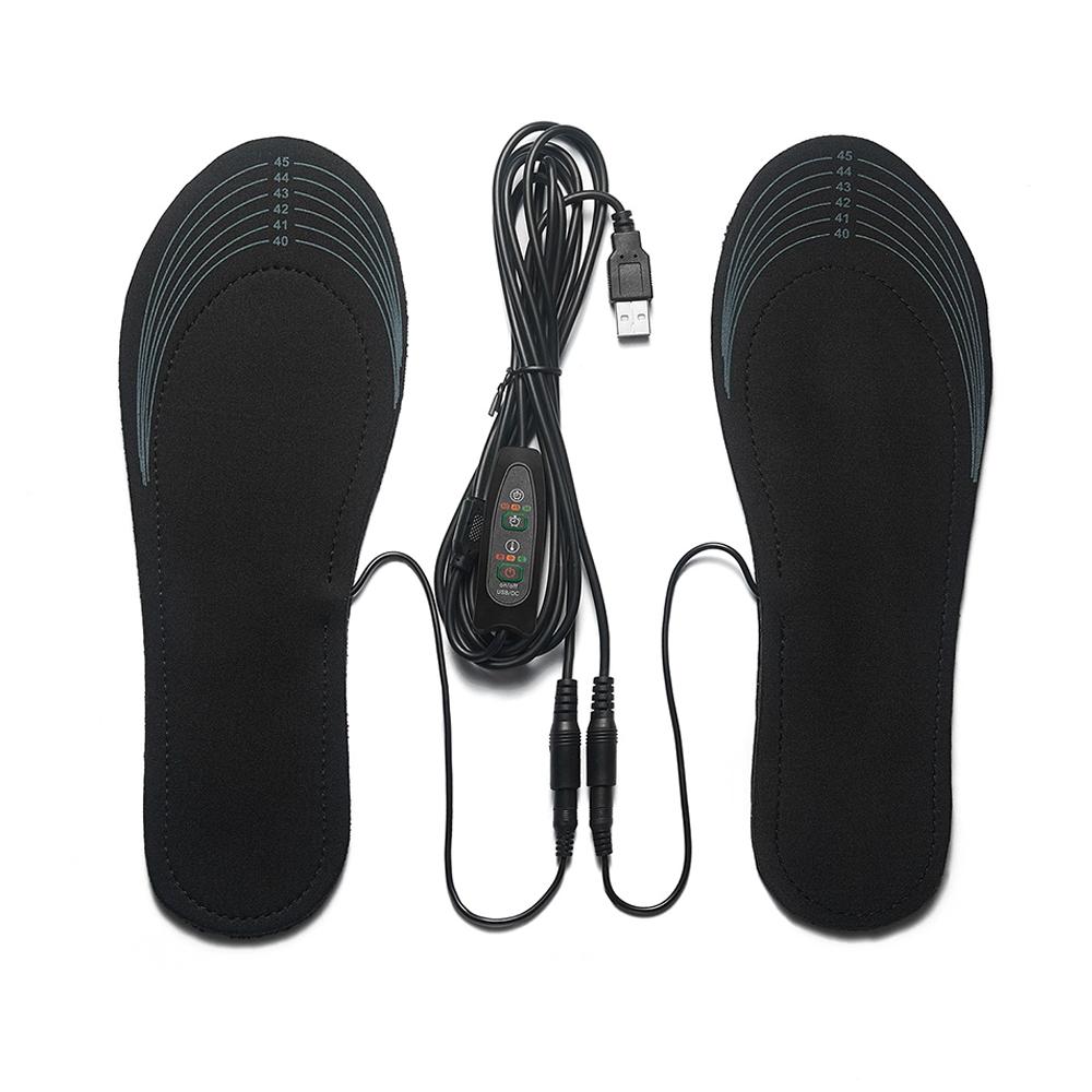 Heated Cuttable Insoles Rechargeable Foot Warmer 3 Heat Settings Cable Switch Control Temperature For Men Women