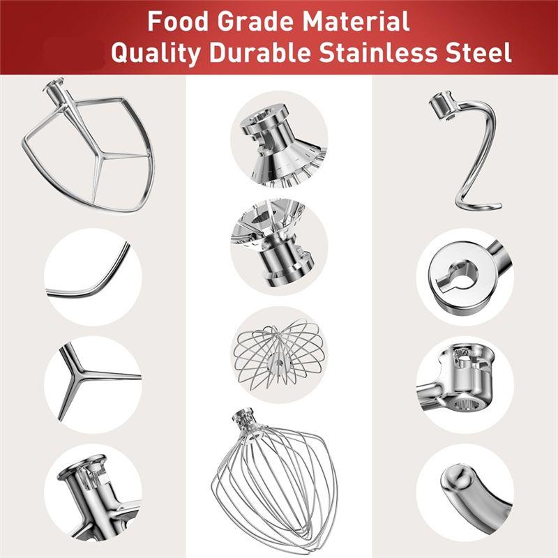 A20F-Stand Mixer Attachments Kit(Flat Beater,Dough Hook,Wire Whip Attachment) For Kitchenaid Lift Stand Mixer And 7Quart Bowl