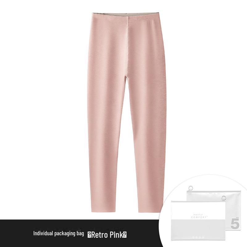 

Теплые бесшовные леггинсы из шерсти и смесового шелка для женщин - утолщенные, однотонные, осень/зима 2XL темно-розовый