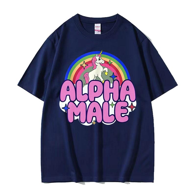 Funny Alpha Male Unicorns Rainbow Meme Graphic T Shirts Unisex Women Vintage Gothic Clothes Tshirt Summer Casual High Quality Tees