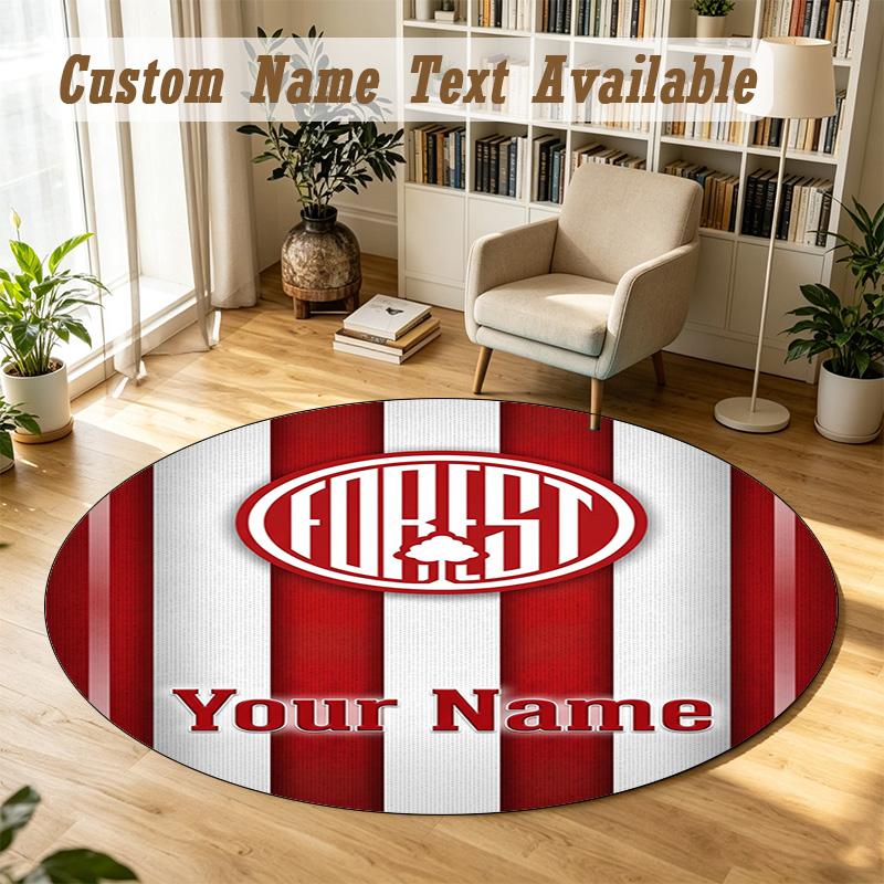 Round Rug Custom NameNottingham Forest FC Pattern Non Slip Carpet Home Floor Decor