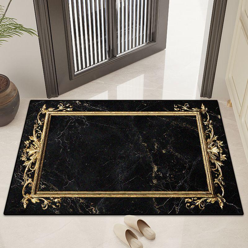 Moderner Marmorstil Heimdeko Luxus Großer Teppich Wohnzimmer Goldene Bordüre Rutschfest Esszimmerteppich Waschbare Fußmatte Eingangstür