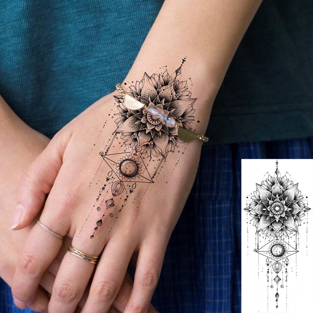 1 Blatt Totenkopf Schmetterling Rose Temporäre Tattoos Für Frauen Männer Hände Fuß Nacken,Temp Fake Tattoo Aufkleber Langanhaltend Wasserdicht