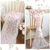 Colorful Flower Lace Tulle Runner Embroidery Daisy Floral Table Cover  for Bridal Shower