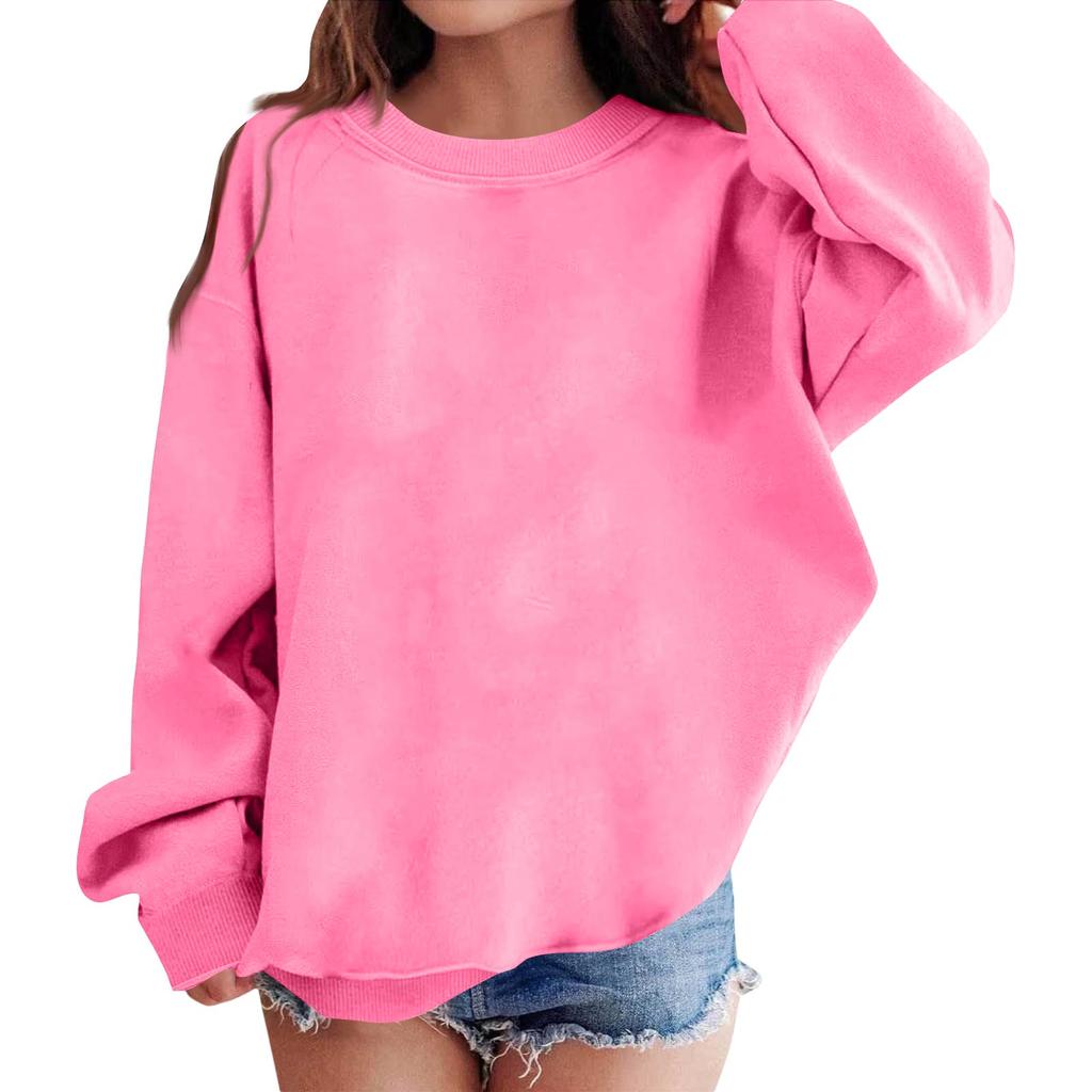 Dames Comfortabele Casual Lange Mouwen Nek Sweatshirt Losse Pasvorm Kleur Pullover