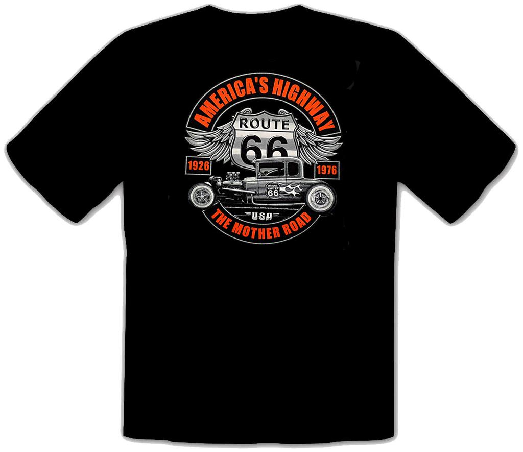 26 Hot Rod Garage Vintage Rockabilly Vintage Custom Route 66 Maglietta Nera -424- Maglietta Unisex