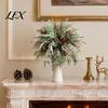 Artificial Flower Arrangements for Indoor 20Pcs Christmas Norfolk Pine Picks, Flocked Snow Branches with Tree Ornaments Atmosphere Red Berries,